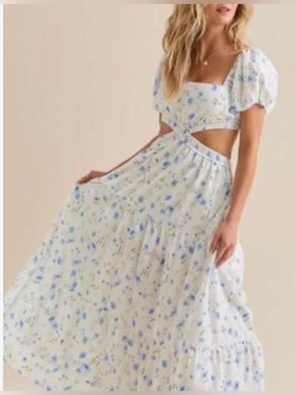 ARULA Roxy Cut Out Blue Floral Maxi Dress. Size XL